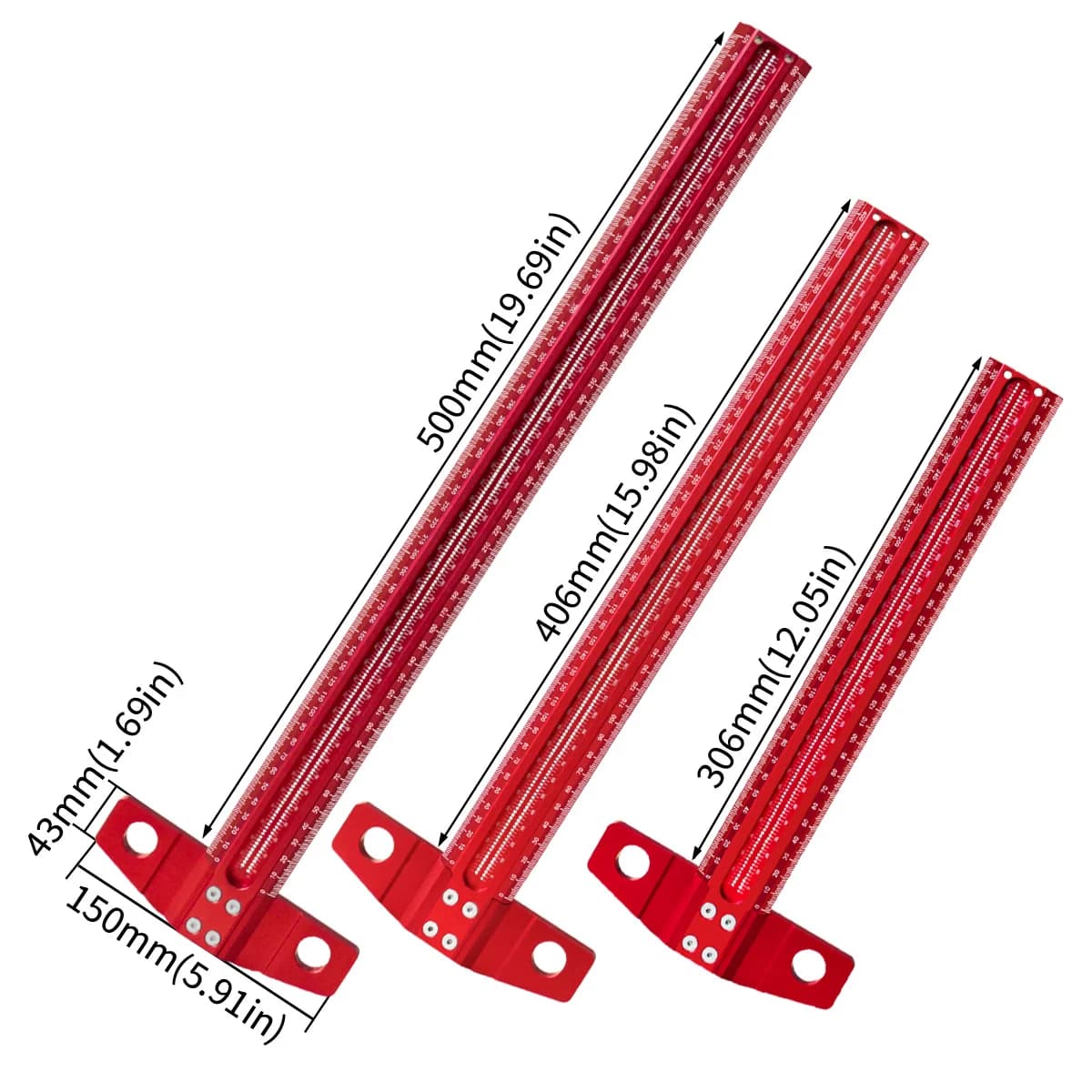 Alat Penanda T-Type Aluminium Presisi 60-500mm