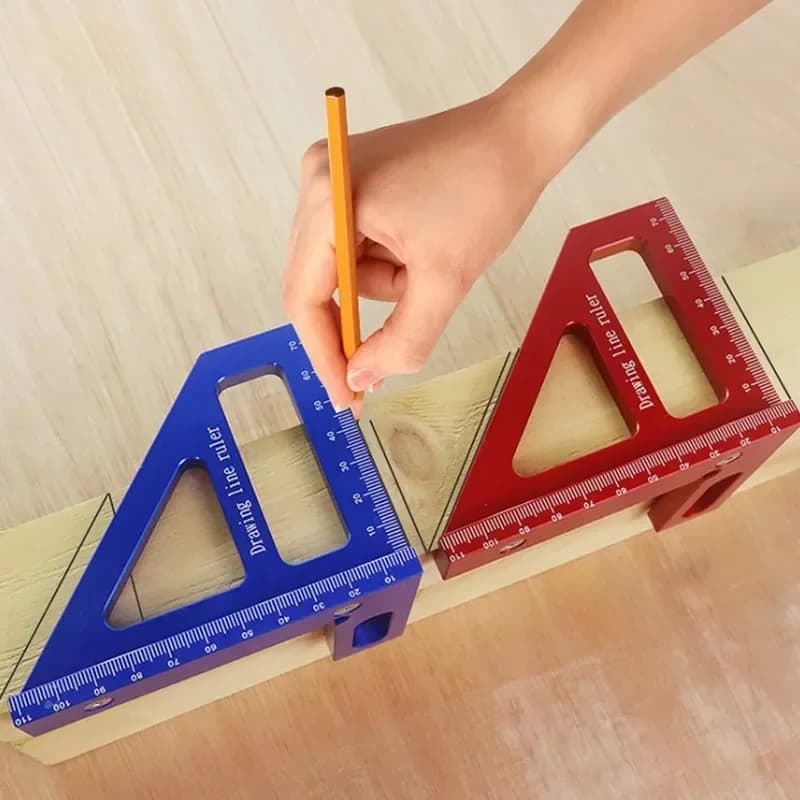 Pembaris Segi Tiga Miter Kerja Kayu dengan Tanda 45 dan 90 Darjah