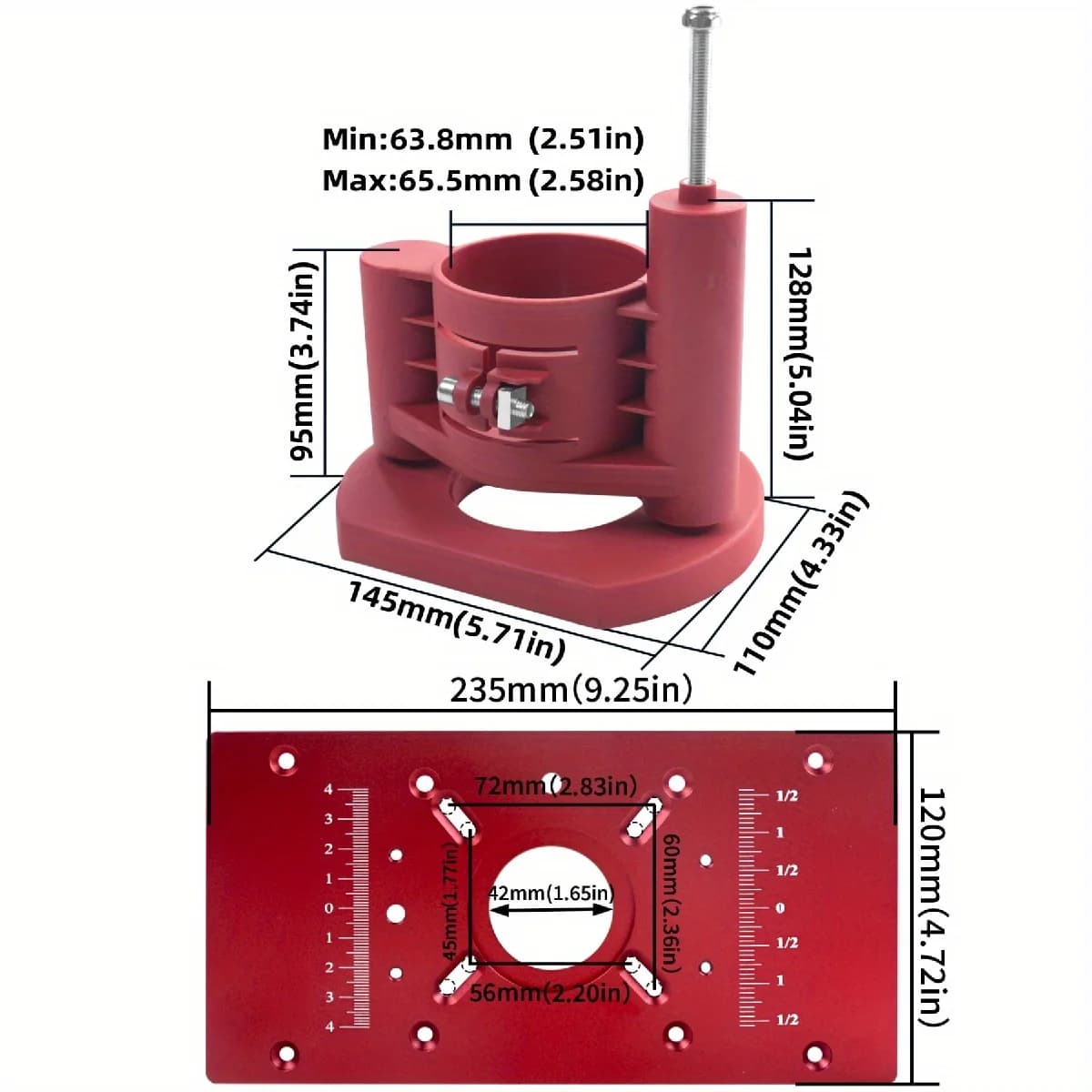 Tapak Sistem Pengangkat Router dengan Plat Sisipan Meja