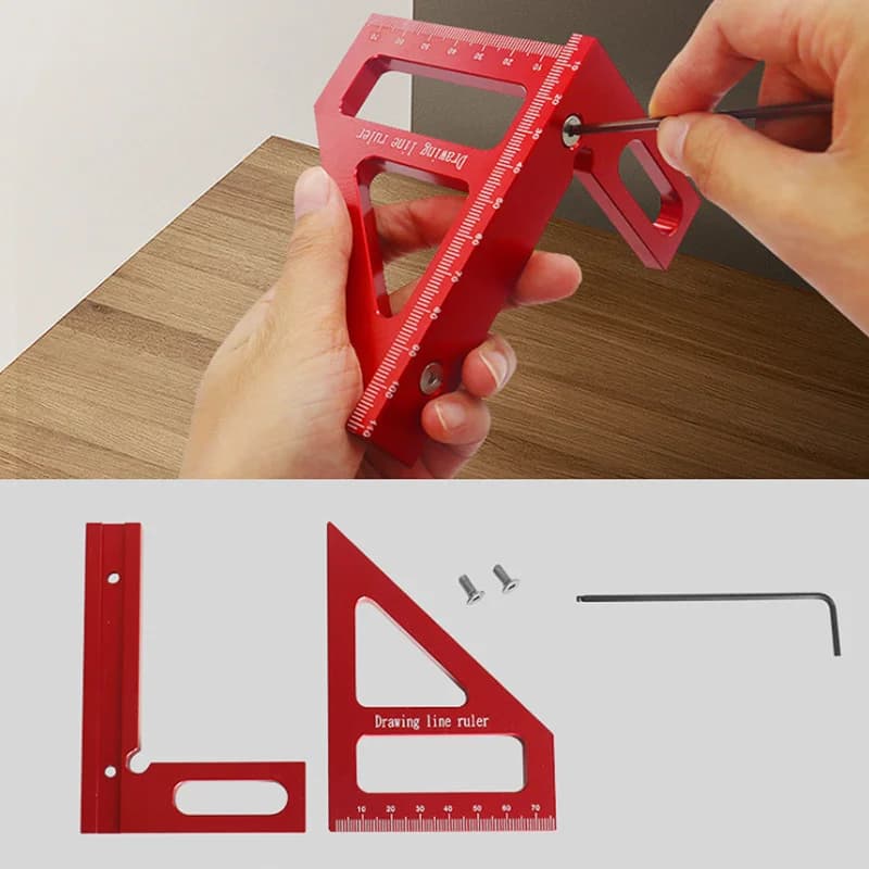 Protractor Segi Empat Kerja Kayu Sudut Pelbagai Aluminium