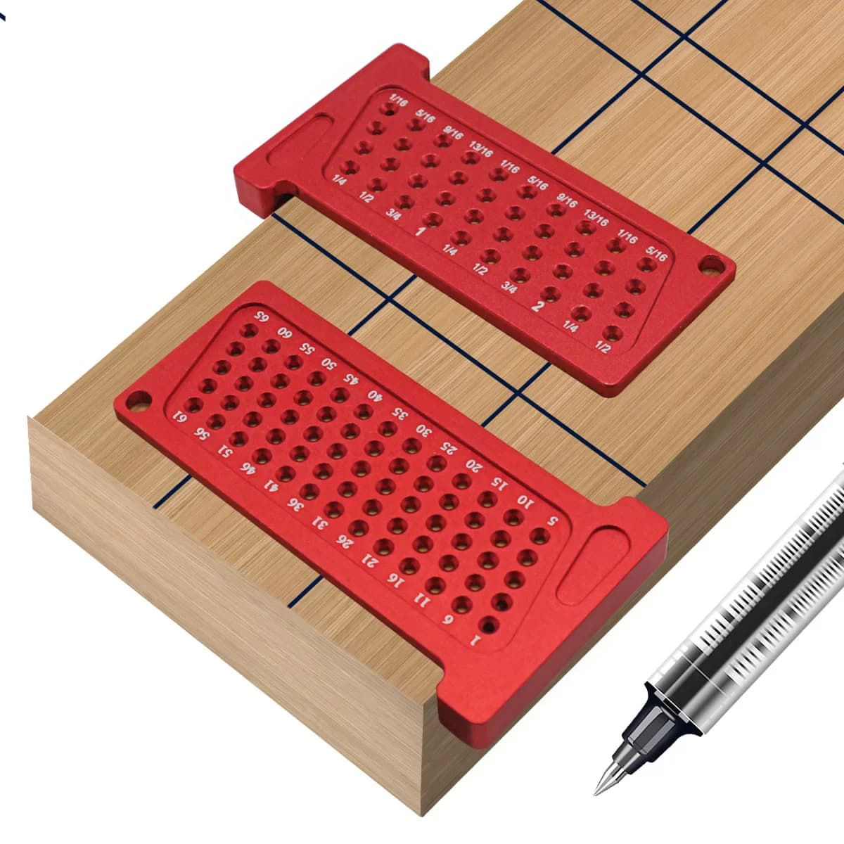 Pembaris T-Square Lubang & Penanda Poket Kerja Kayu