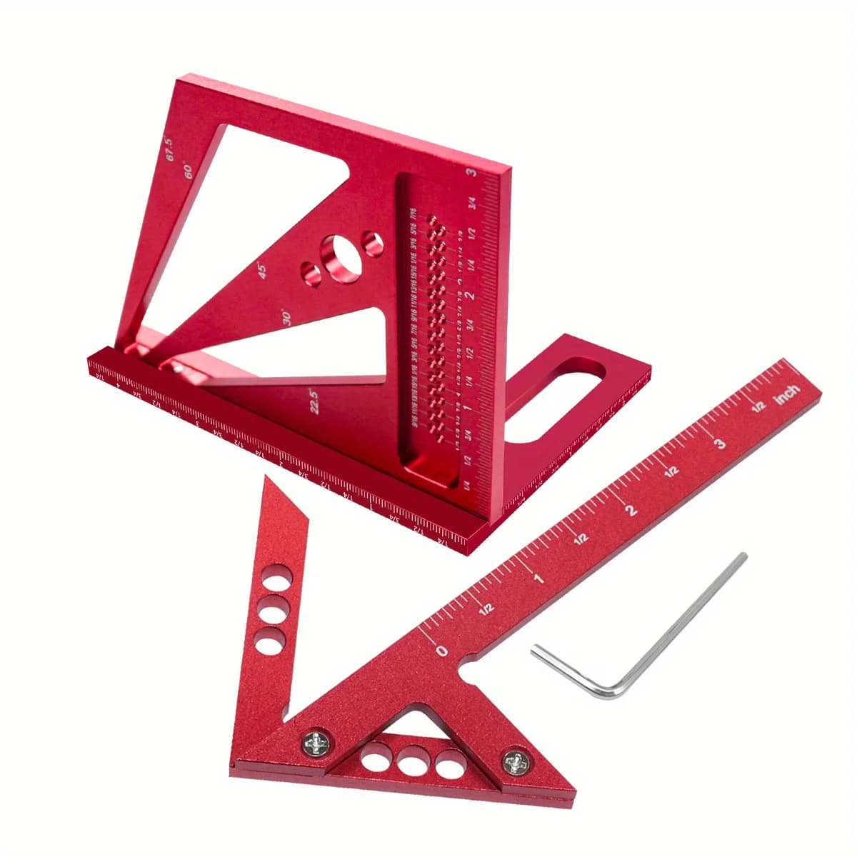 Kit Protractor & Penyiku Tukang Kayu Aluminium 2-Keping