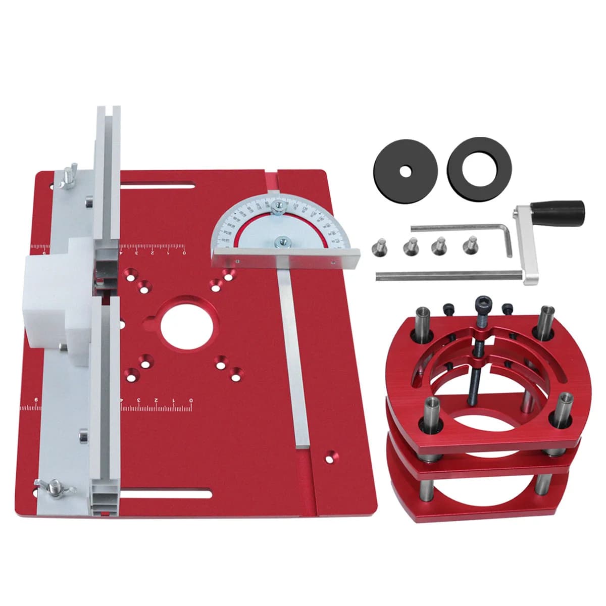 Plat Sisipan Meja Router Aluminium dan Kit Pengangkat