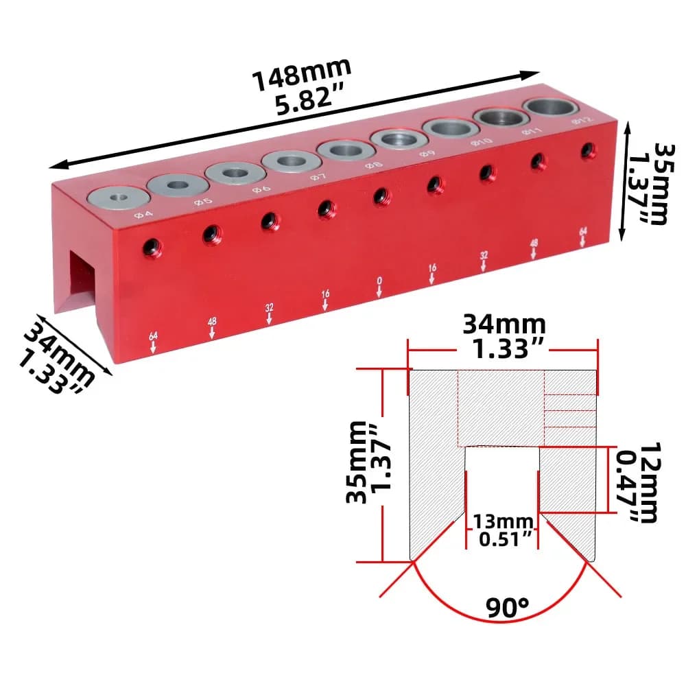 Panduan Gerudi Dowel Lubung Poket Tegak 4-12mm