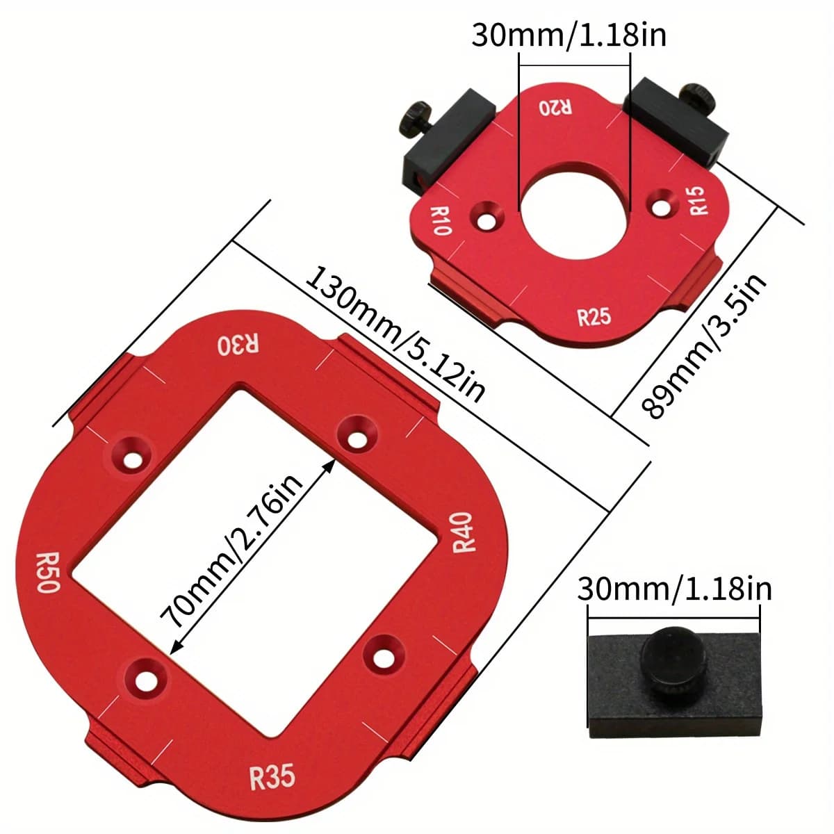 Set Templat Jejari Sudut Bulat Aluminium, R10-R50