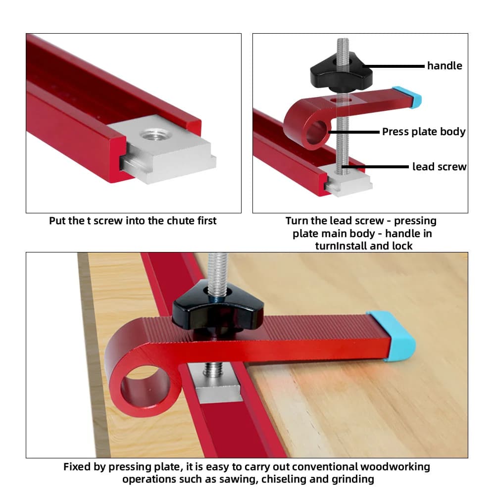 Pengapit Penahan T-Track Universal Aluminium
