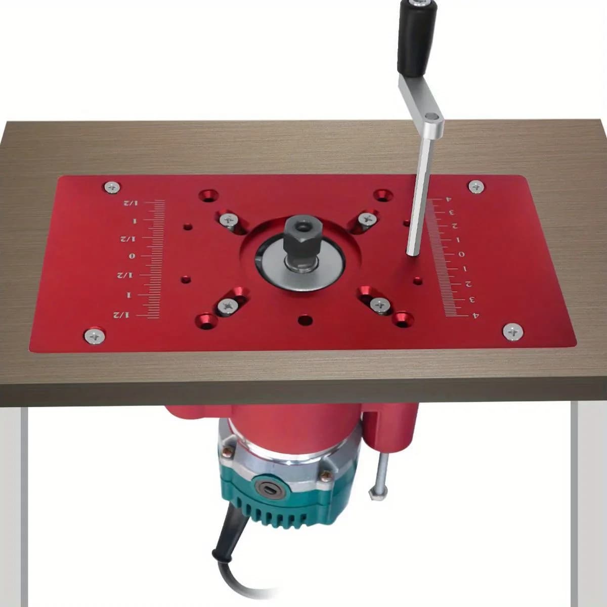 Tapak Sistem Pengangkat Router dengan Plat Sisipan Meja