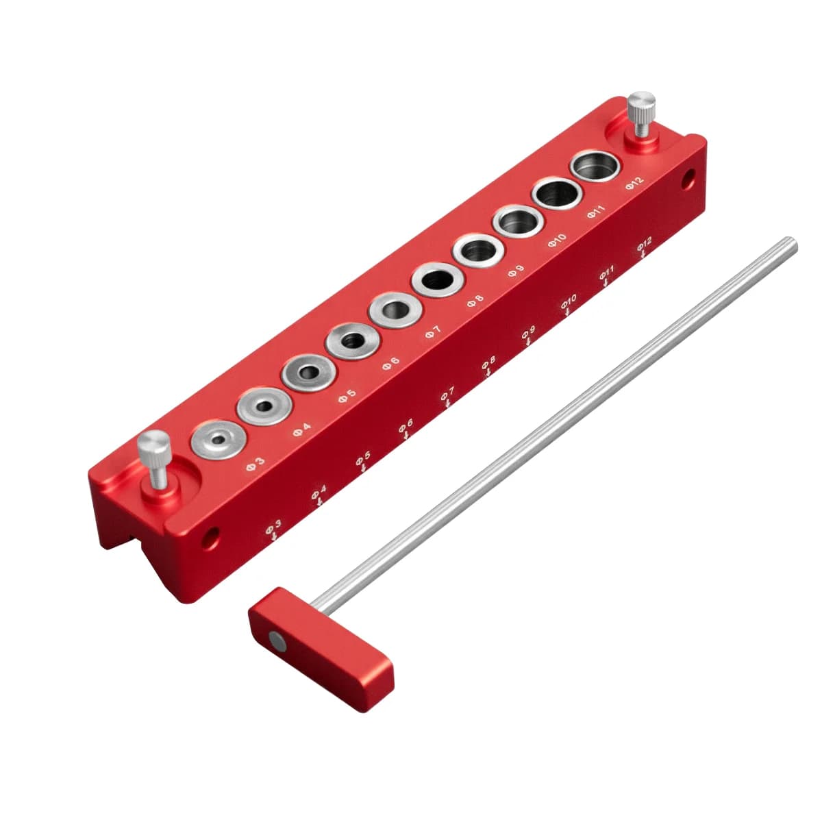 Jig Dowel Kayu Lanjutan dengan Rod Penentu Kedudukan