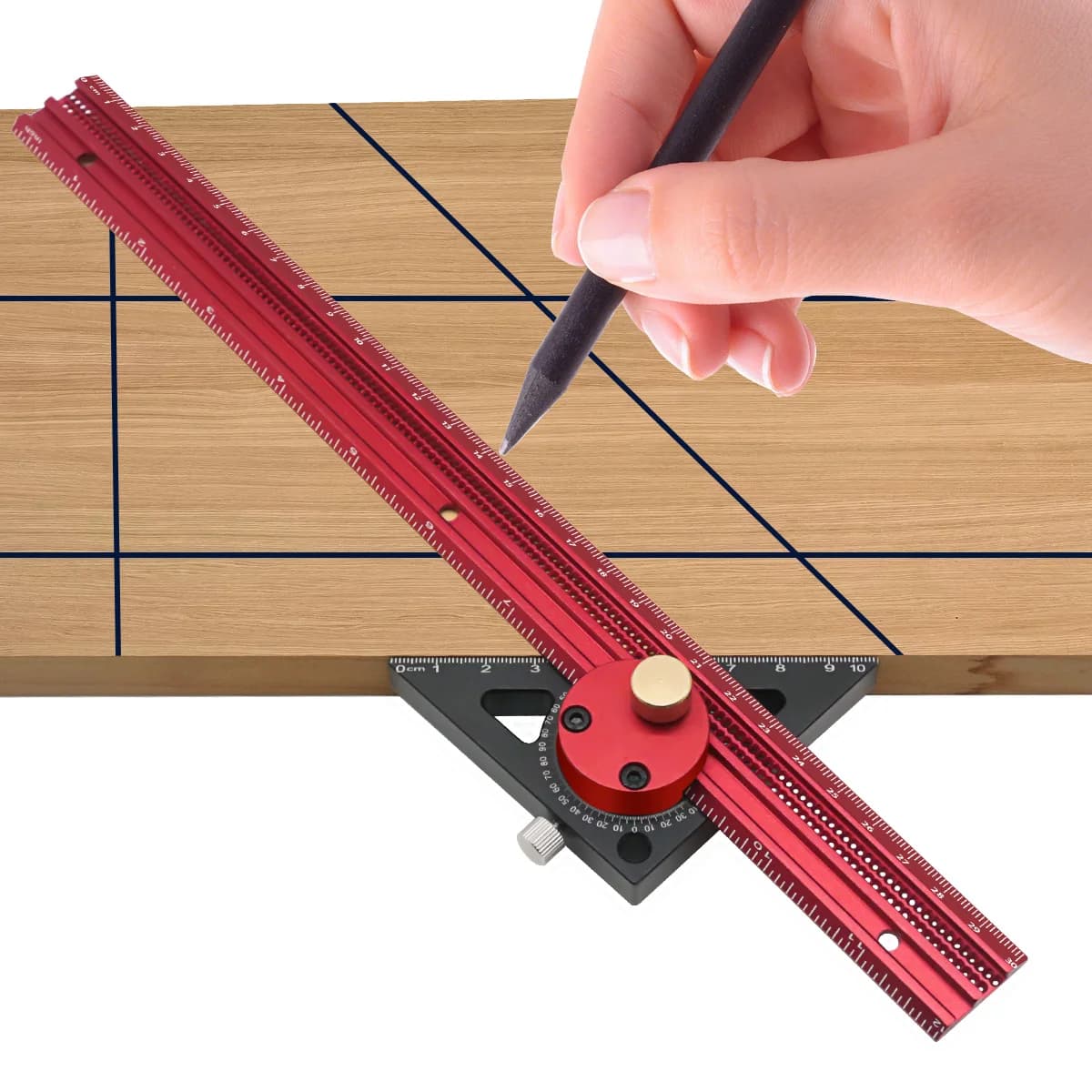 Pembaris T-Type Penanda Aluminium Presisi dan Tolok Penandaan Layout