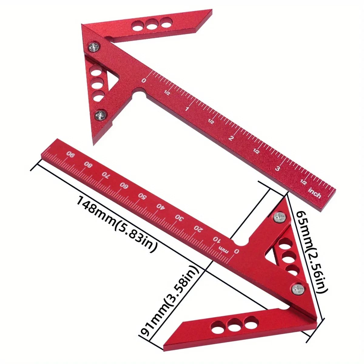 Kit Protractor & Penyiku Tukang Kayu Aluminium 2-Keping