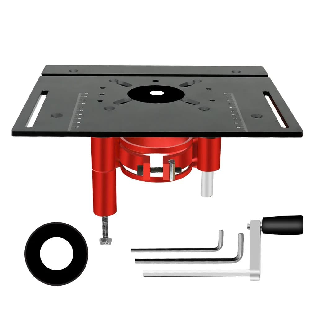 Sistem Angkat Router Aluminium Presisi dengan Plat Sisipan