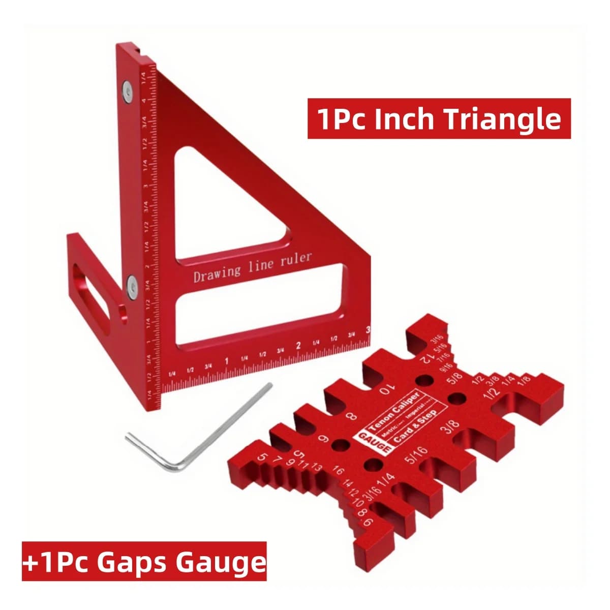 Set 2-Keping Protractor Segi Empat & Gauge Tenon Aluminium