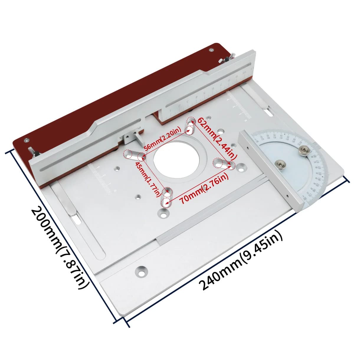 Plat Sisipan Meja Router Aluminium dengan Pagar Tenoning