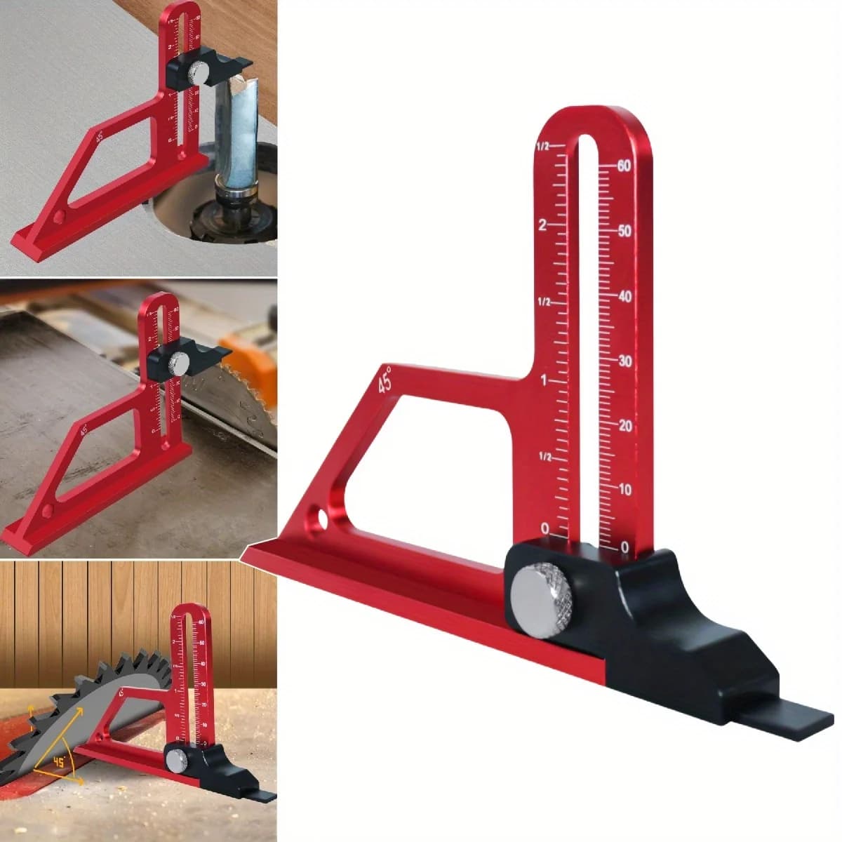 Gauge Kedalaman Pemasangan Pantas untuk Gergaji Meja, 0-60mm
