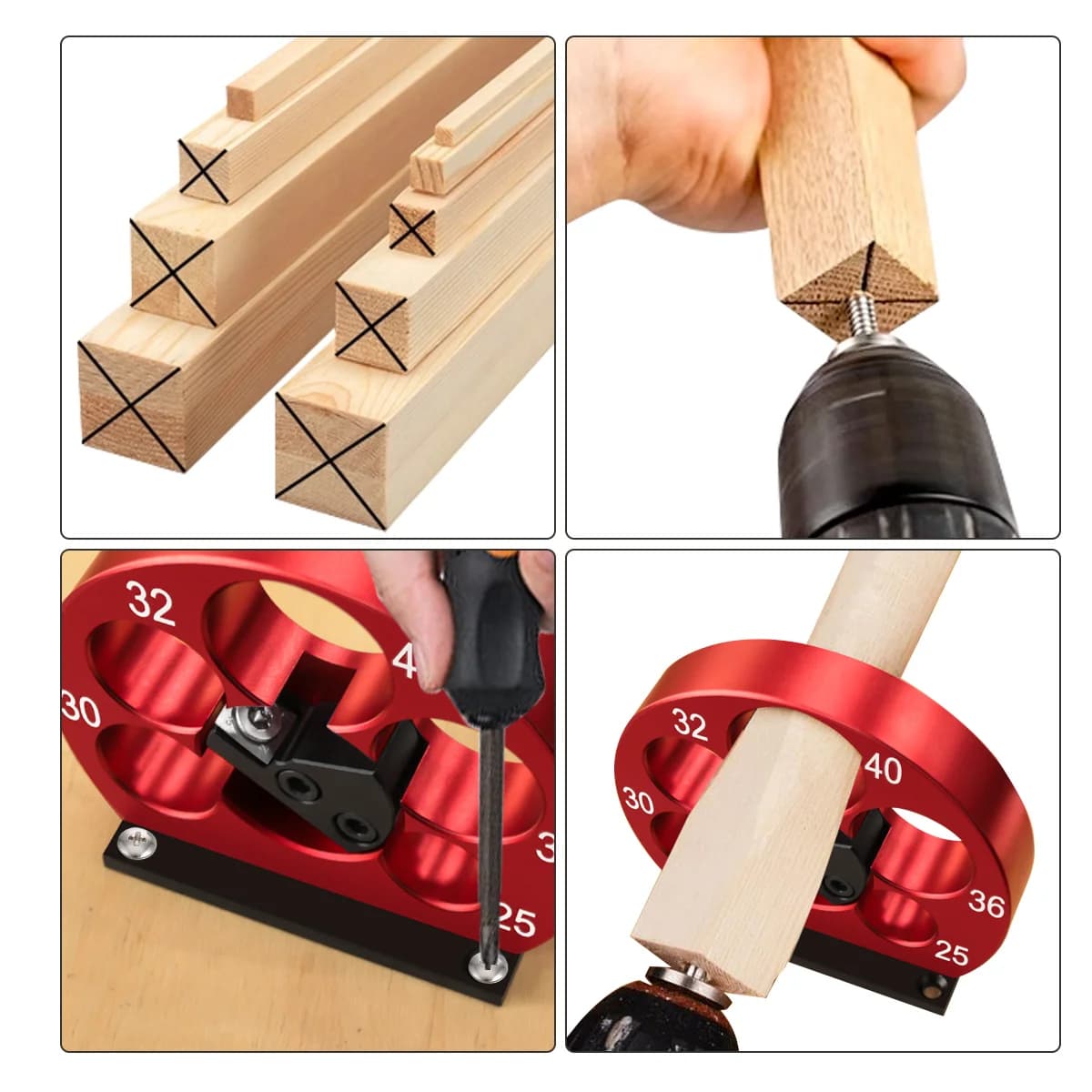Jig Pembuat Dowel Boleh Laras 5-Lubang 25-40mm