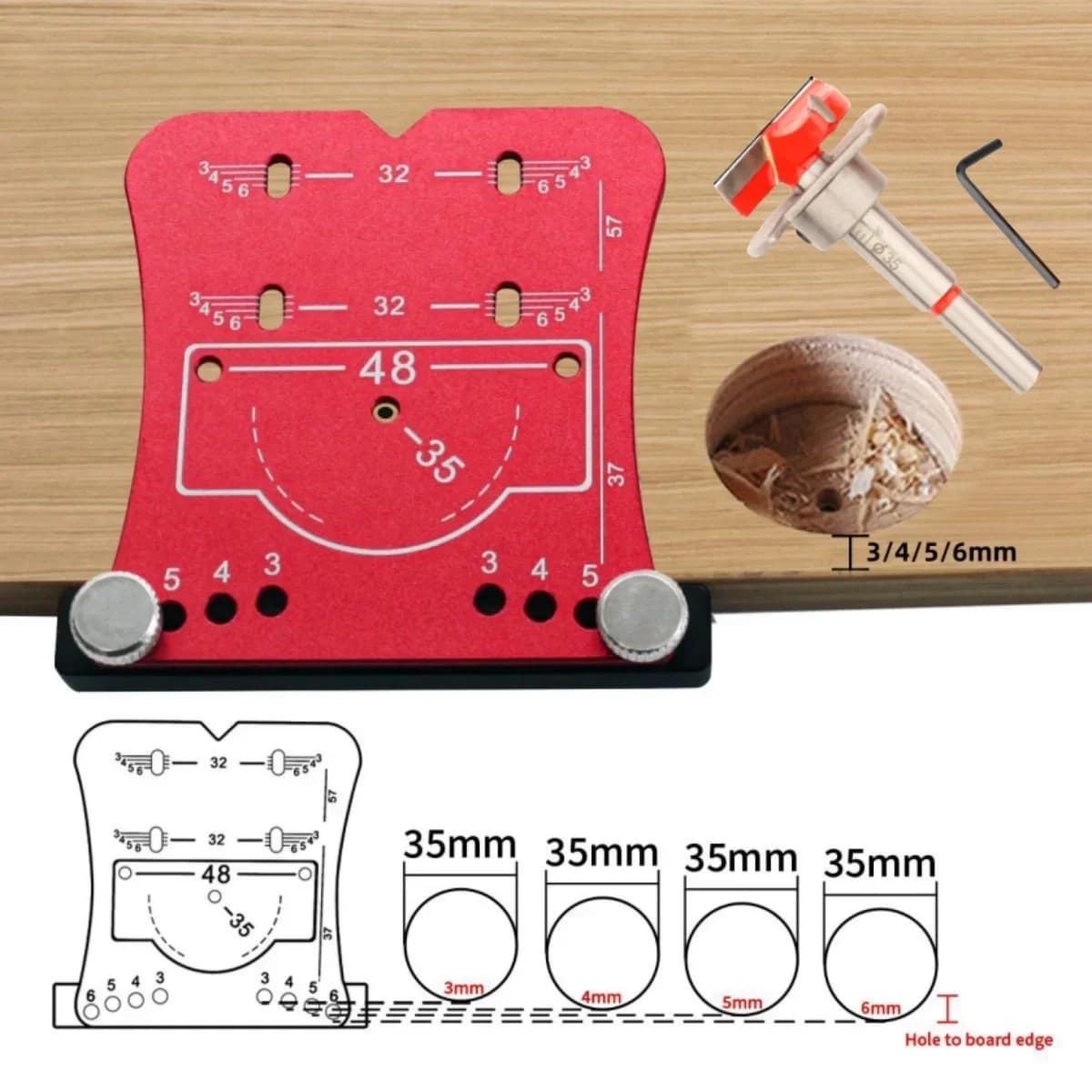 Punch Pembuka Lubang Engsel 35mm dengan Bingkai Had