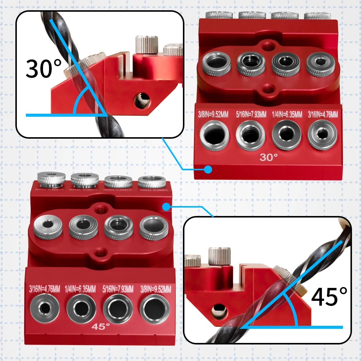 Kit Jig Lubung Poket Sudut Pelbagai Aluminium