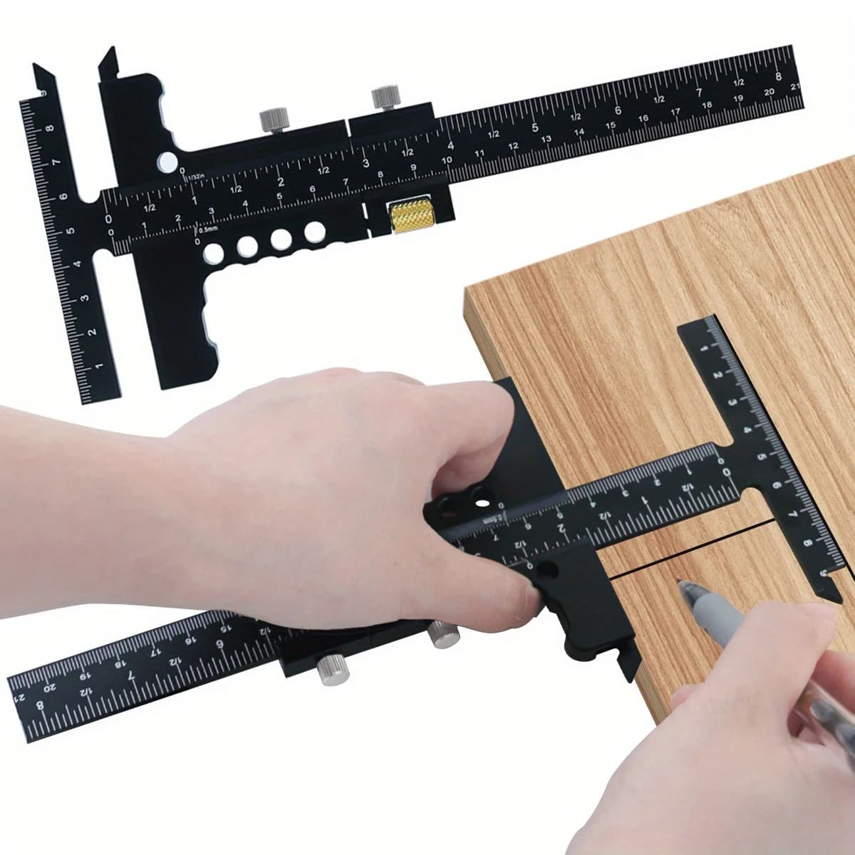 Gauge Penanda Gelongsor Aloi Aluminium dan T-Square
