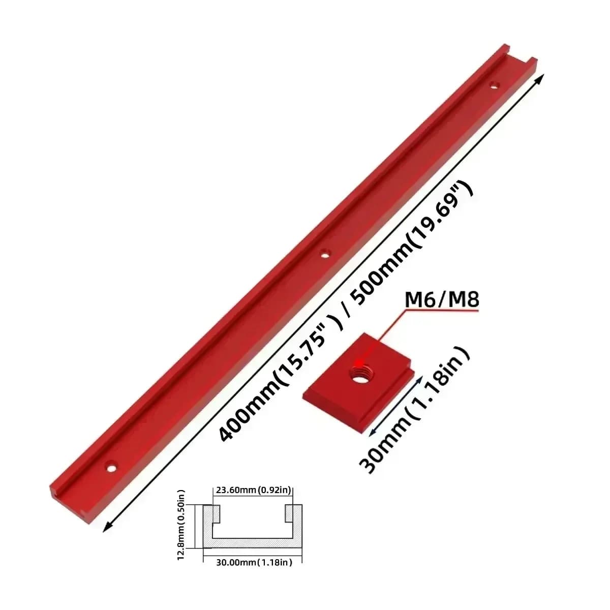 Jejak Keratan Sudut Slot-T Aluminium Merah untuk Meja Router