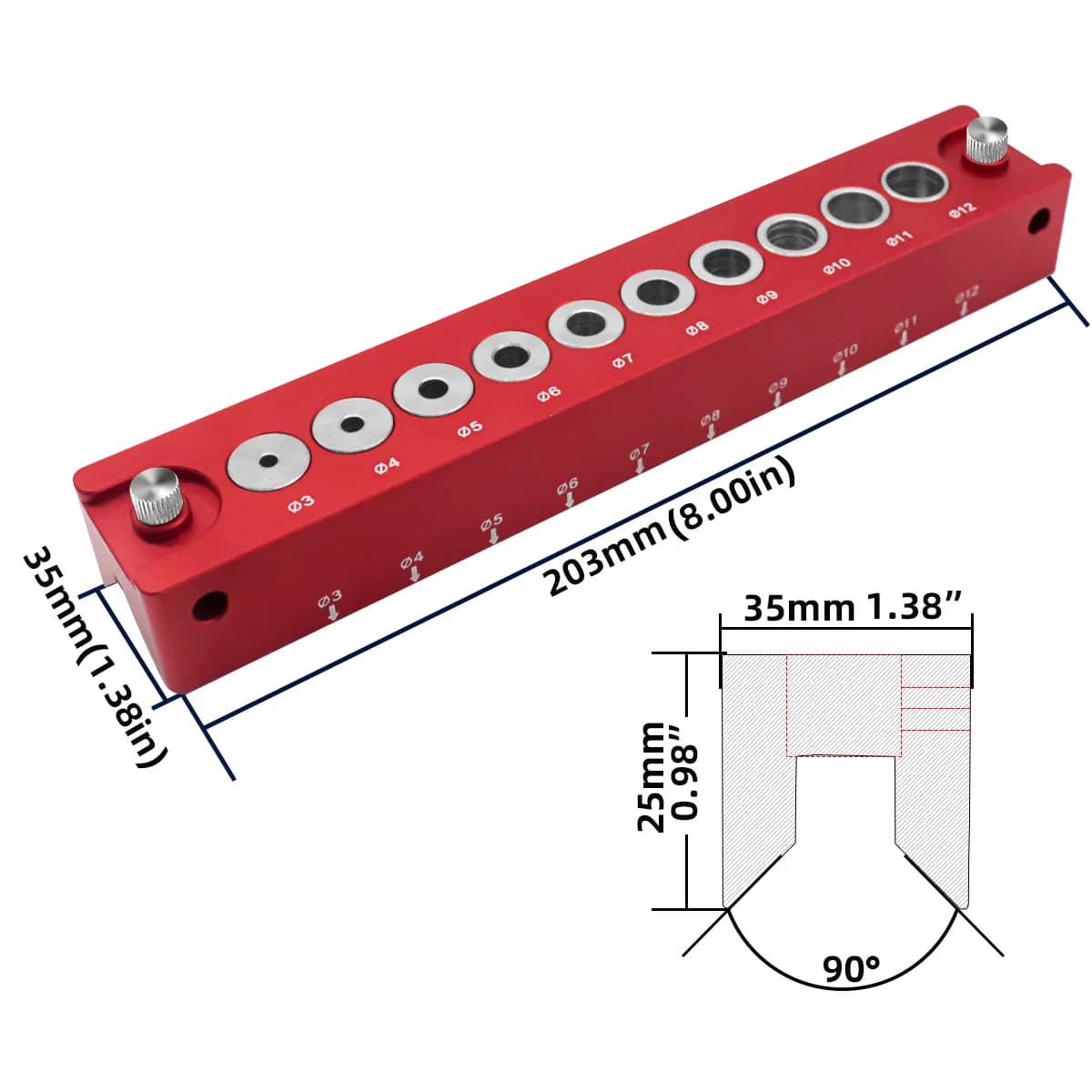 Kit Jig Dowel Pemusatan Diri untuk Lubang 3-12mm