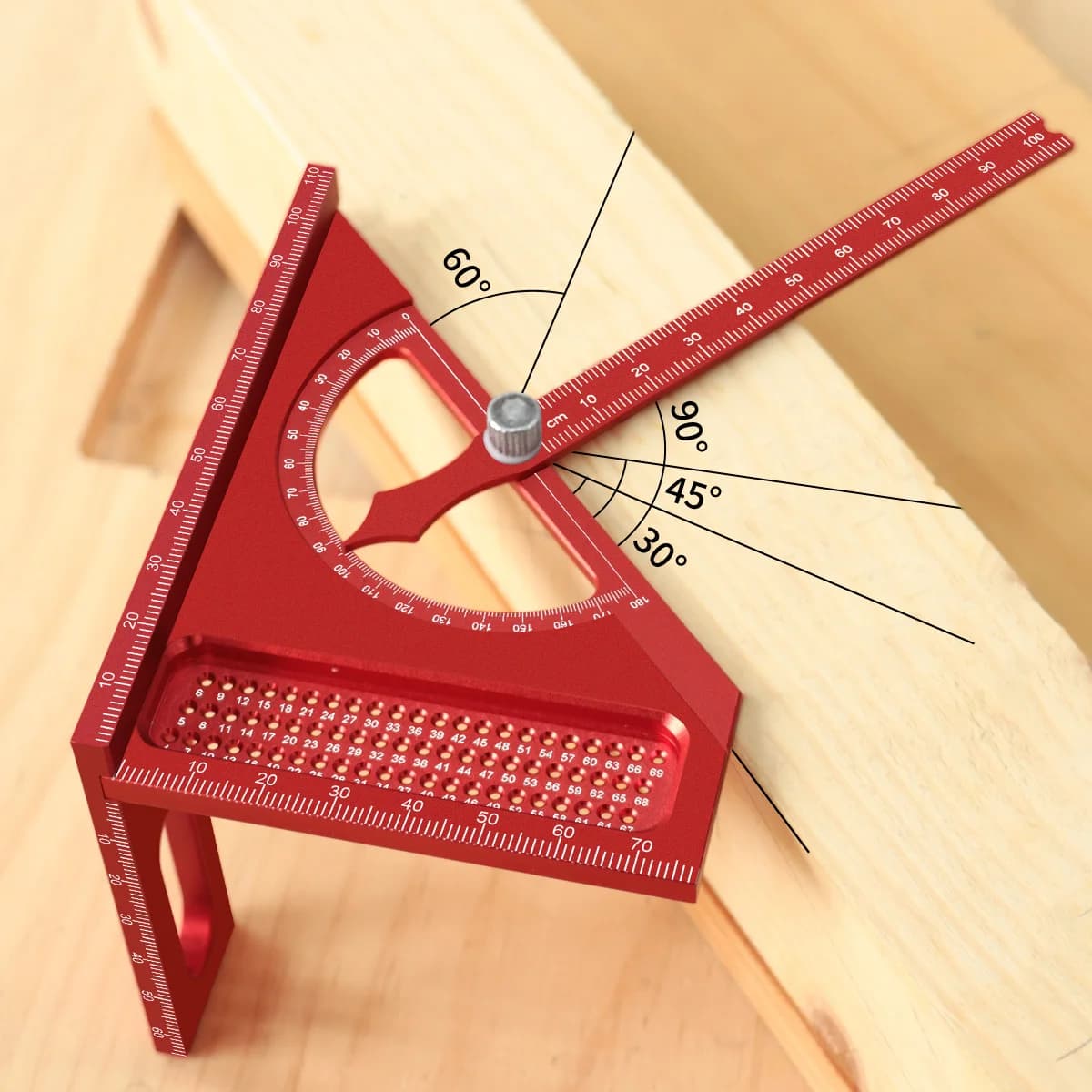 Penyiku Kayu Aluminium Boleh Laras 3D dengan Protractor