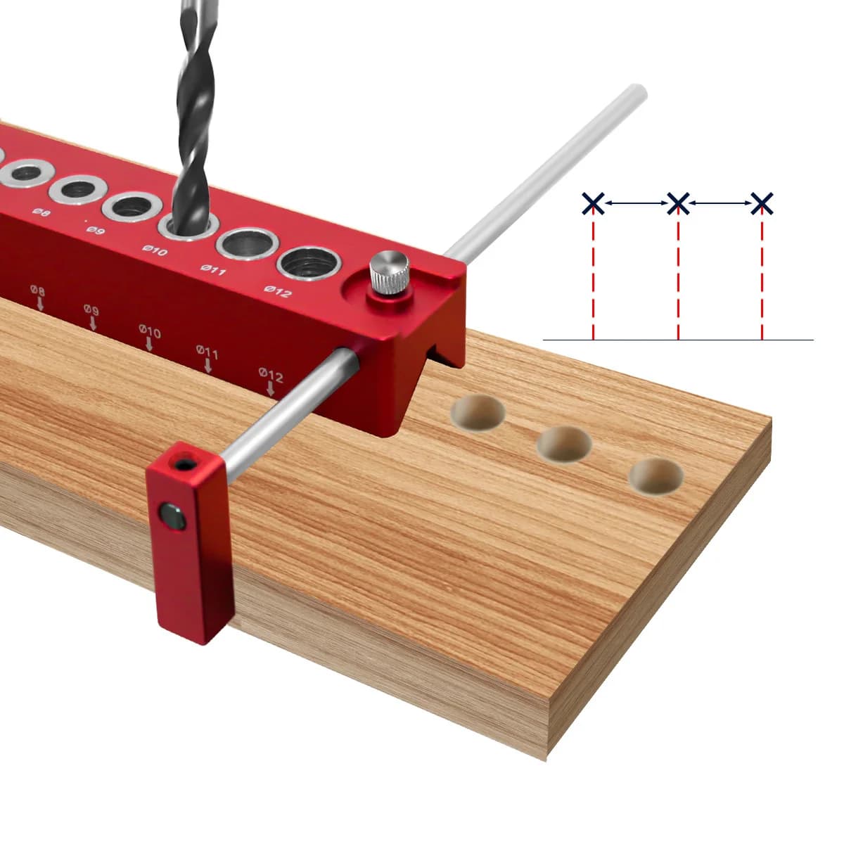 Kit Jig Dowel Pemusatan Diri untuk Lubang 3-12mm