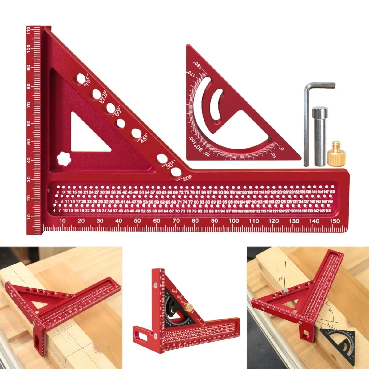 Set Segi Empat Sama & Pembaris Segitiga Carpentry 2-dalam-1