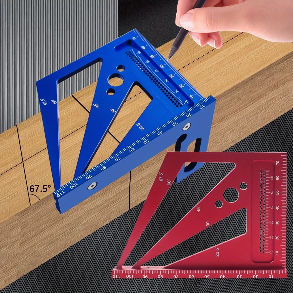 Pembaris Sudut Pelbagai Aluminium Protractor 22.5-90 Darjah