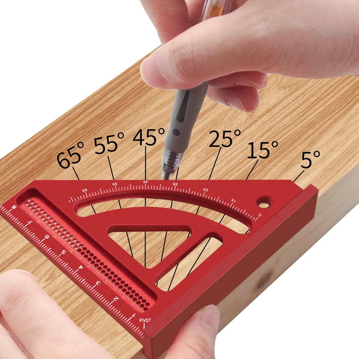 Pembaris Protractor Segi Tiga Miter Aluminium Sudut Pelbagai