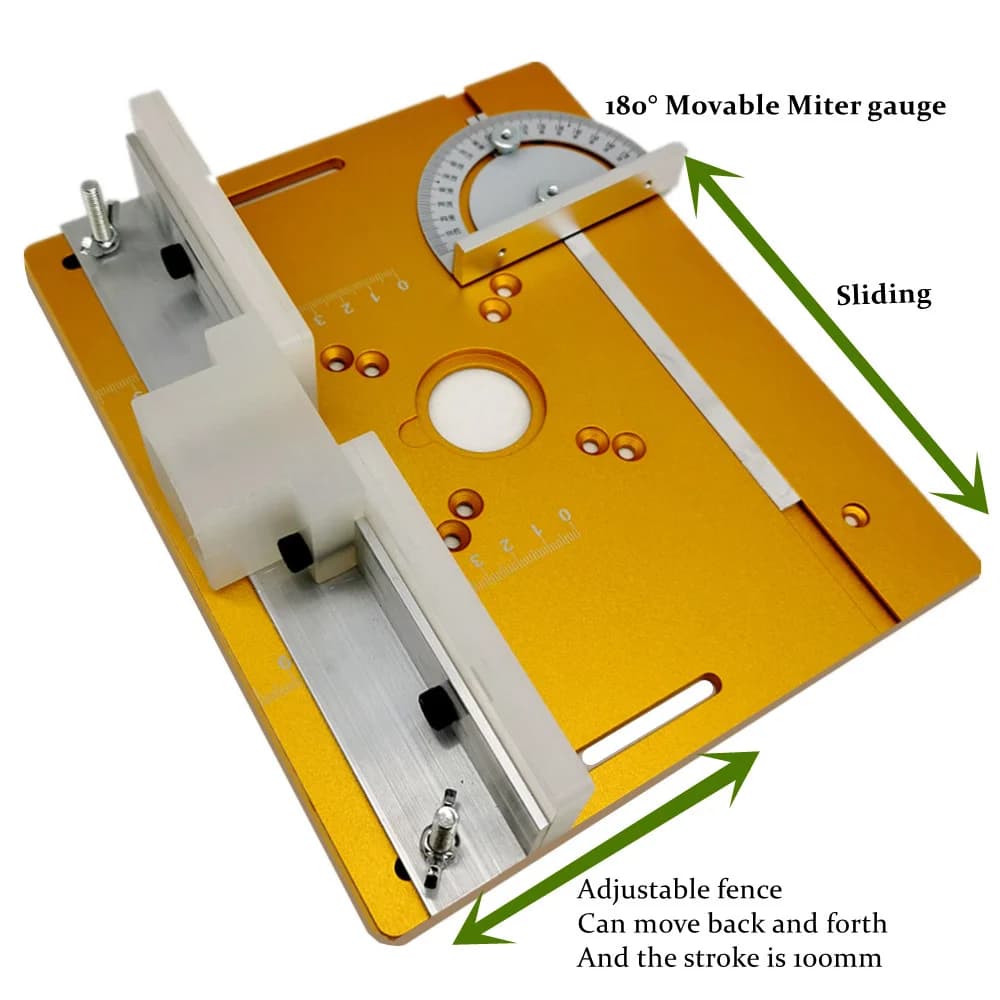 Plat Sisipan Meja Router Aluminium Universal dengan Tolok Sudut