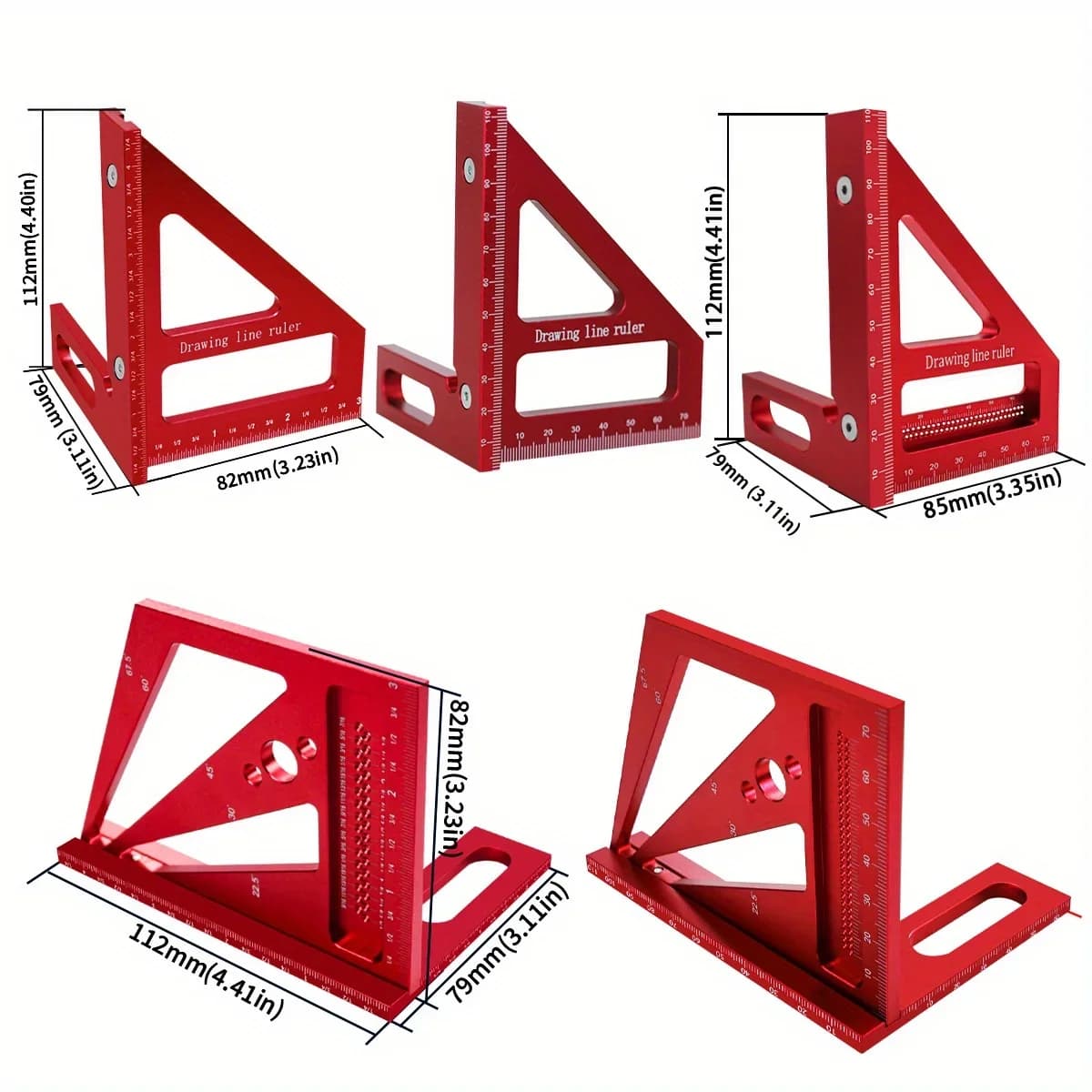 Kit Protractor & Penyiku Tukang Kayu Aluminium 2-Keping