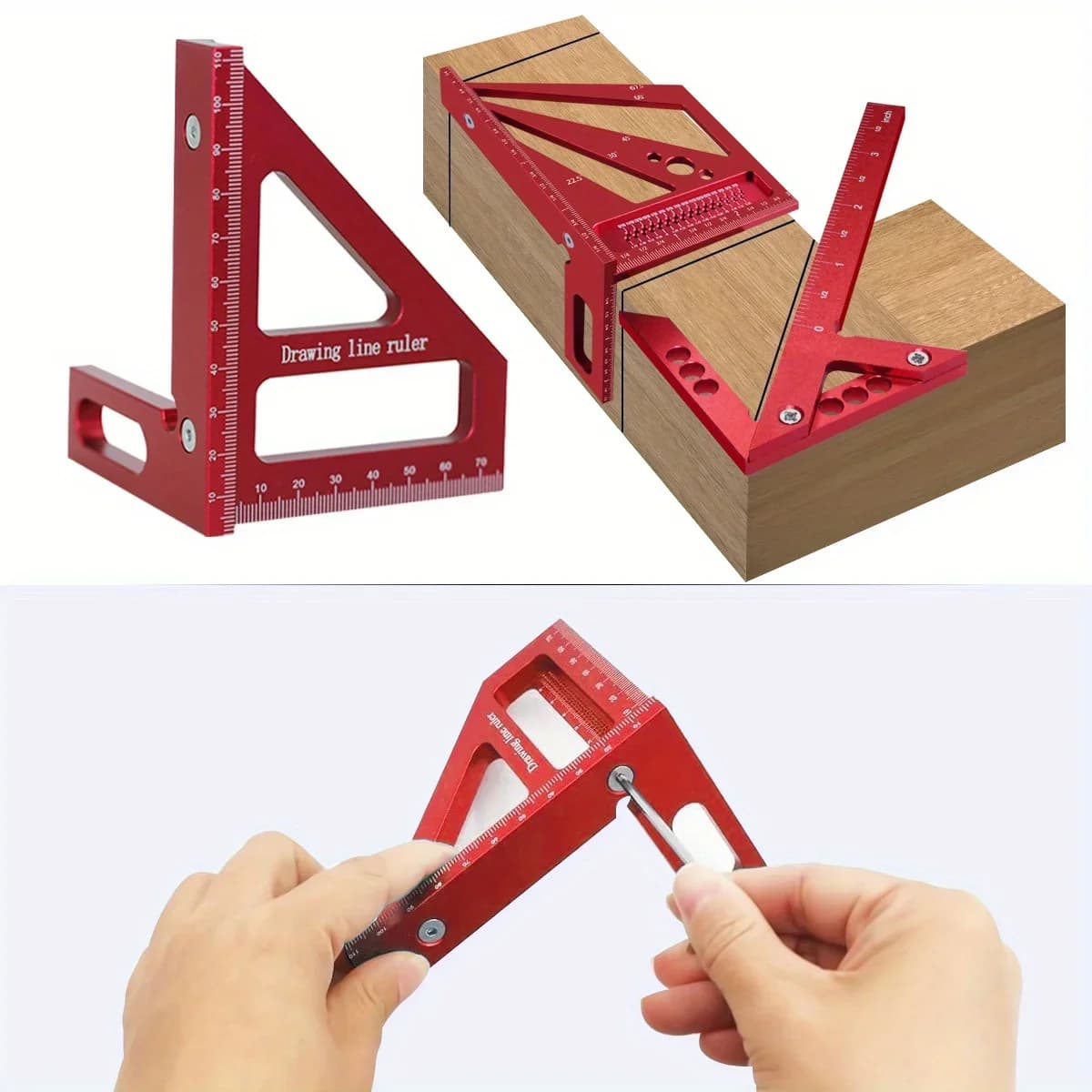 Kit Protractor & Penyiku Tukang Kayu Aluminium 2-Keping