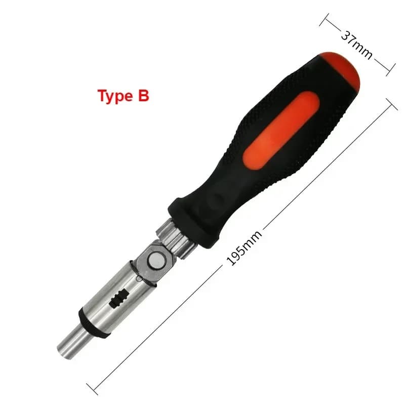 Set Pemutar Skru Ratchet Boleh Laras dengan Gagang Lipat
