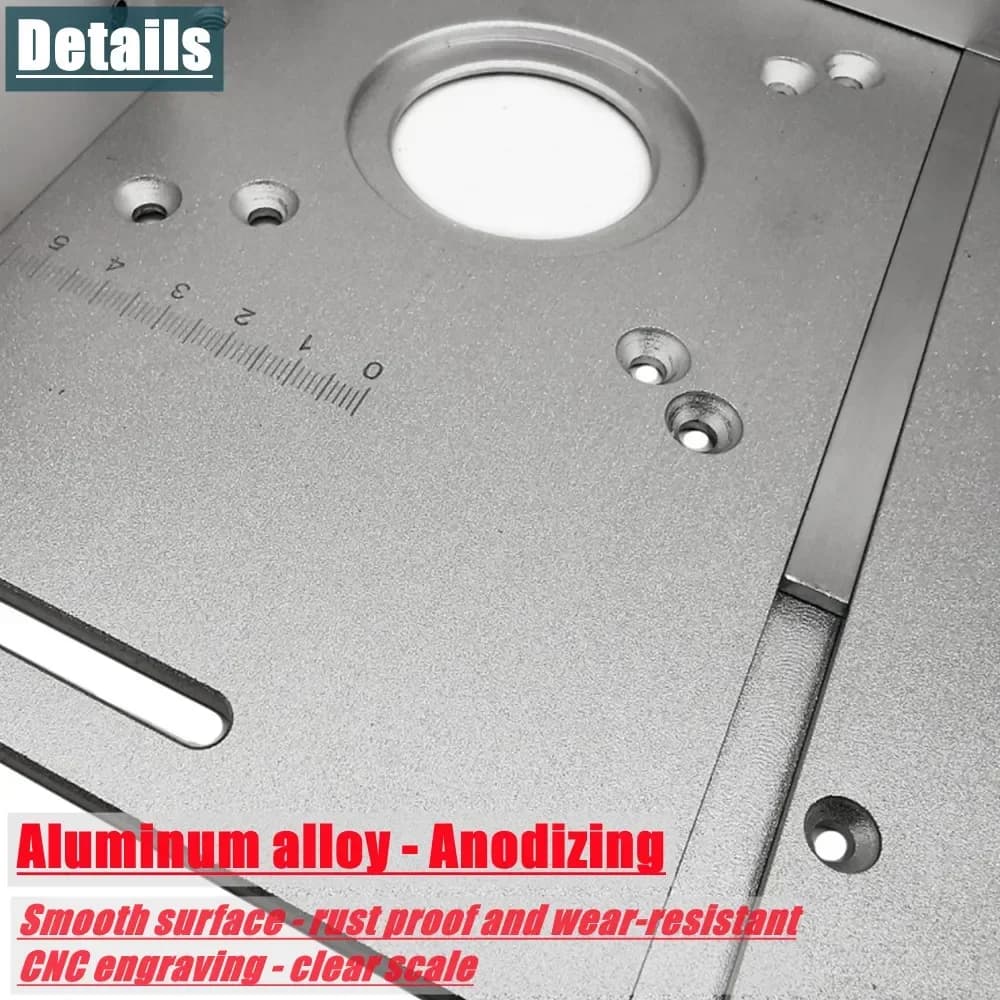 Plat Sisipan Meja Router Aluminium dengan Penunjuk Sudut