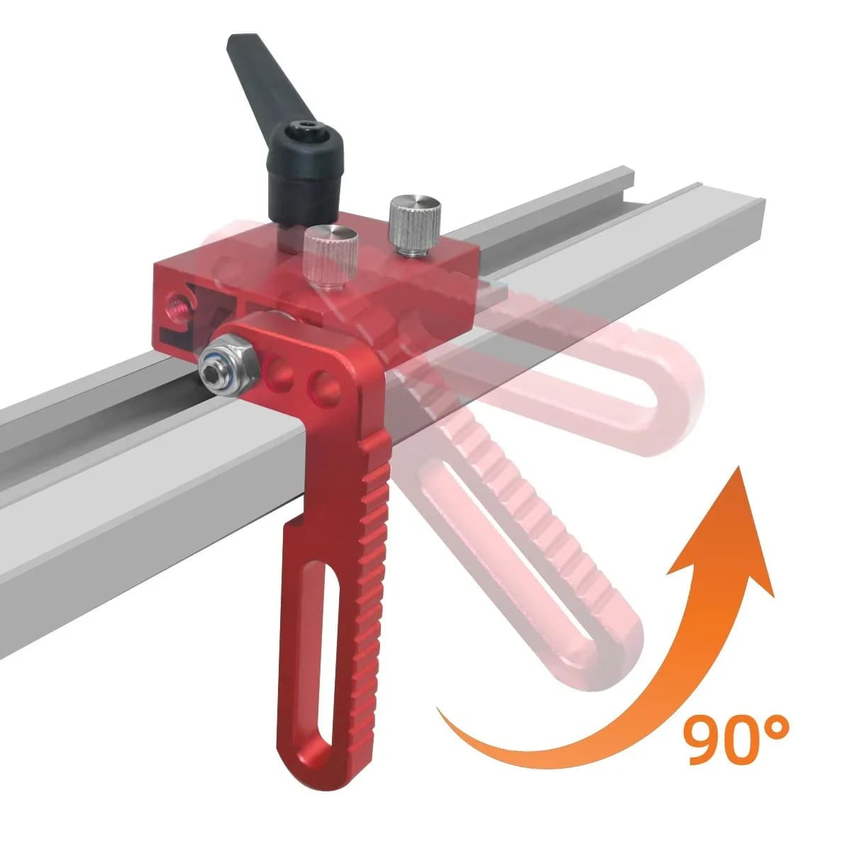 Penghenti Had T-Track Aluminium Boleh Laras untuk Landasan Potong Serong (Miter)