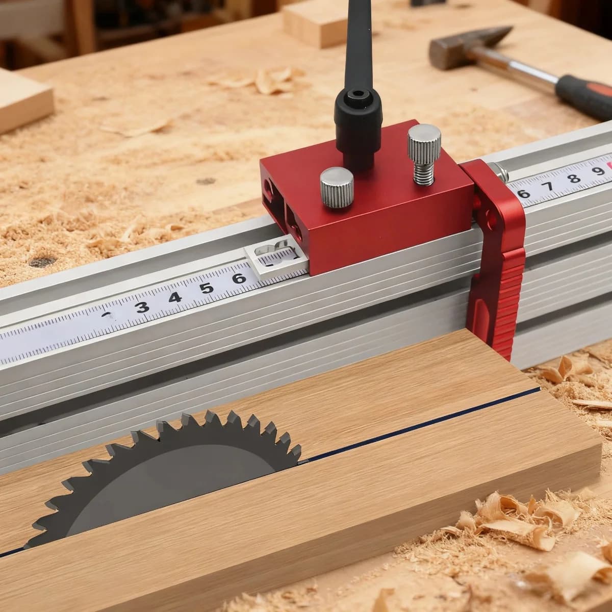 Penghenti Had T-Track Aluminium Boleh Laras untuk Landasan Potong Serong (Miter)