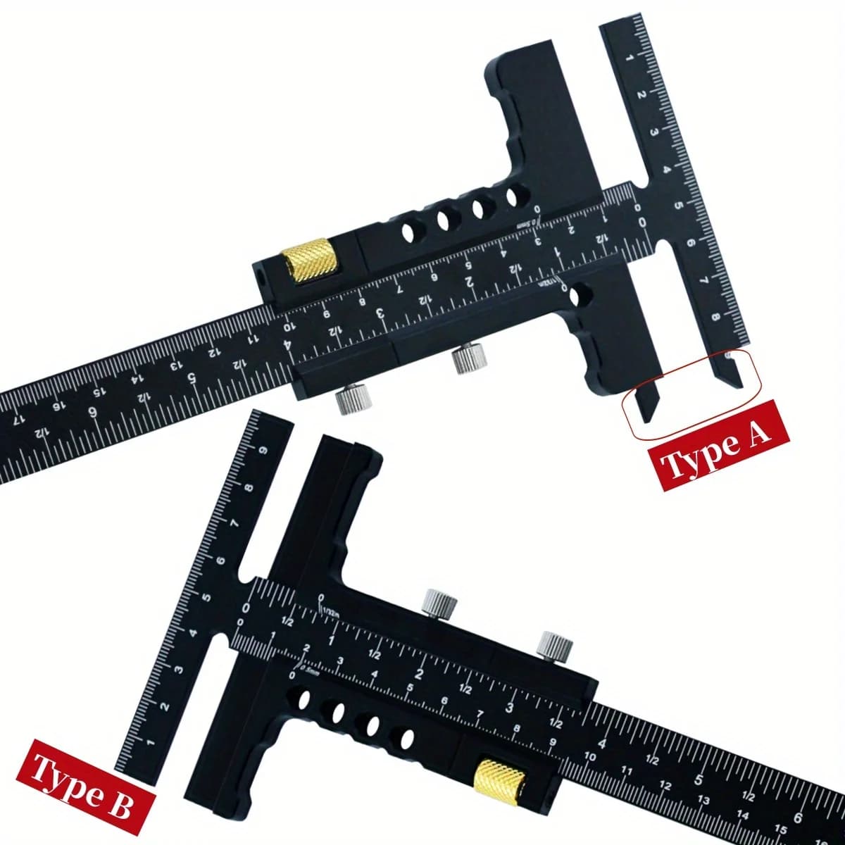 Gauge Penanda Gelangsar Aluminium Boleh Laras dengan T-Square
