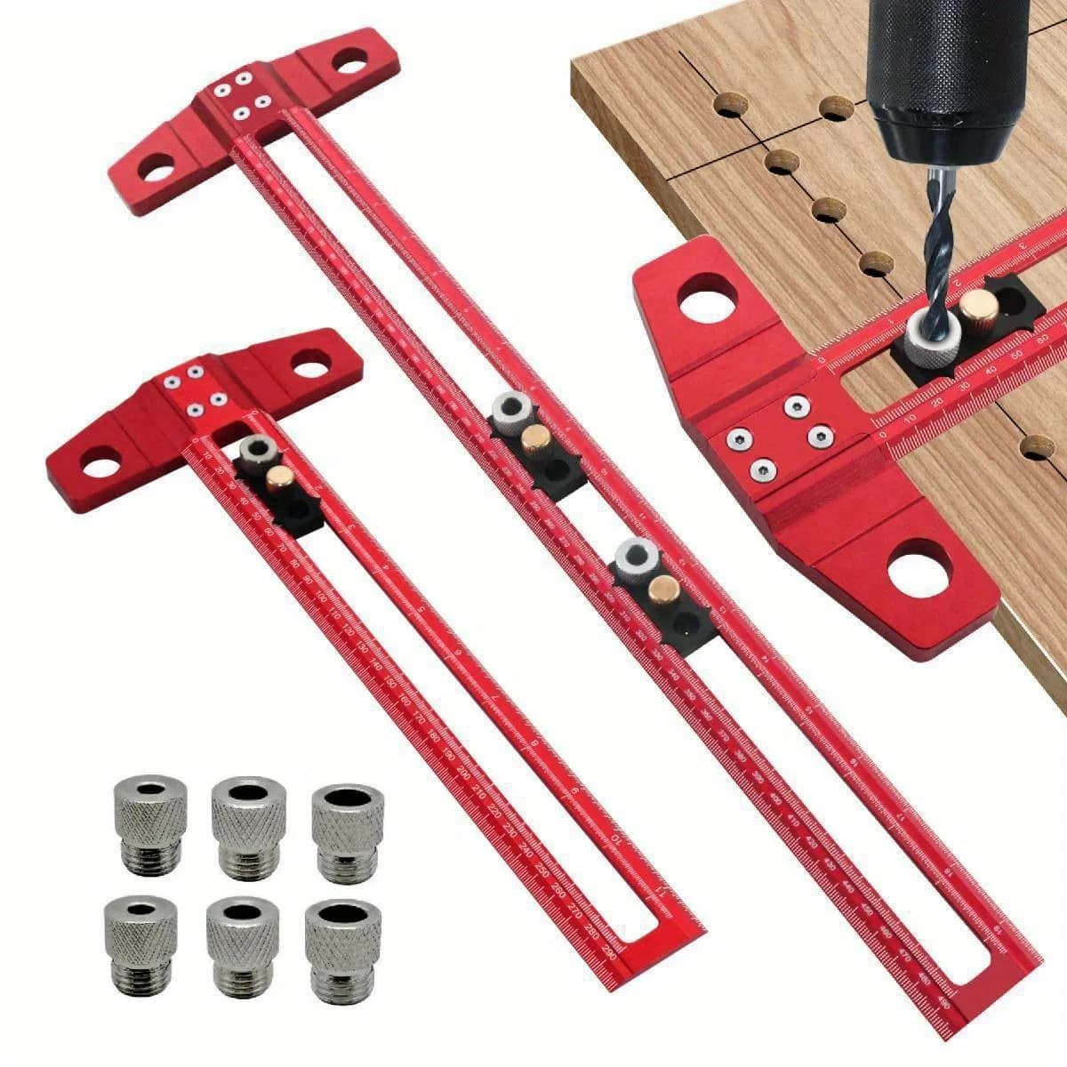 Jig Dowel Kerja Kayu 2-dalam-1 dengan Penyesuai Henti Boleh Laras