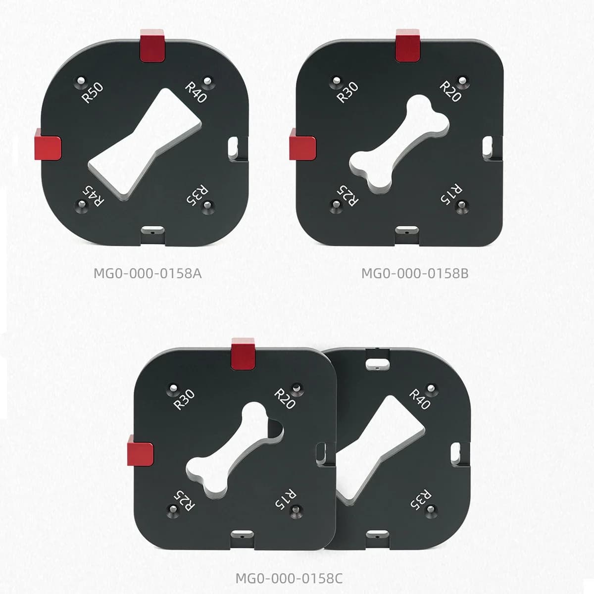 Set Templat Radius Sudut Router Aluminium, R15-R50