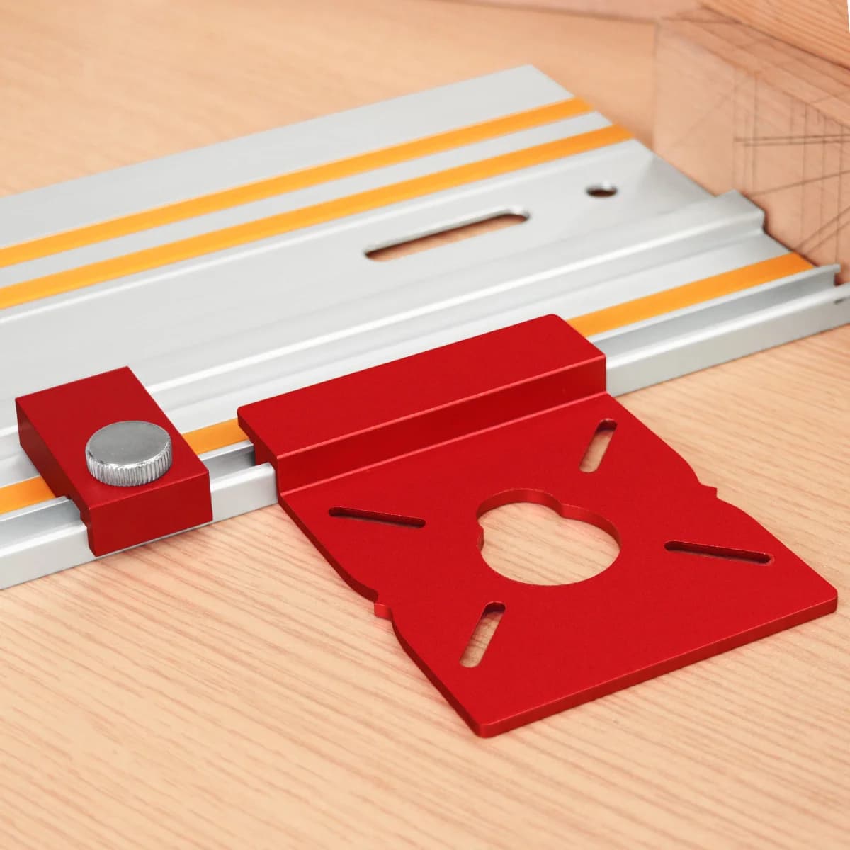 Set Penyambung Rel Panduan Router Aluminium Tugas Berat, 2 Keping