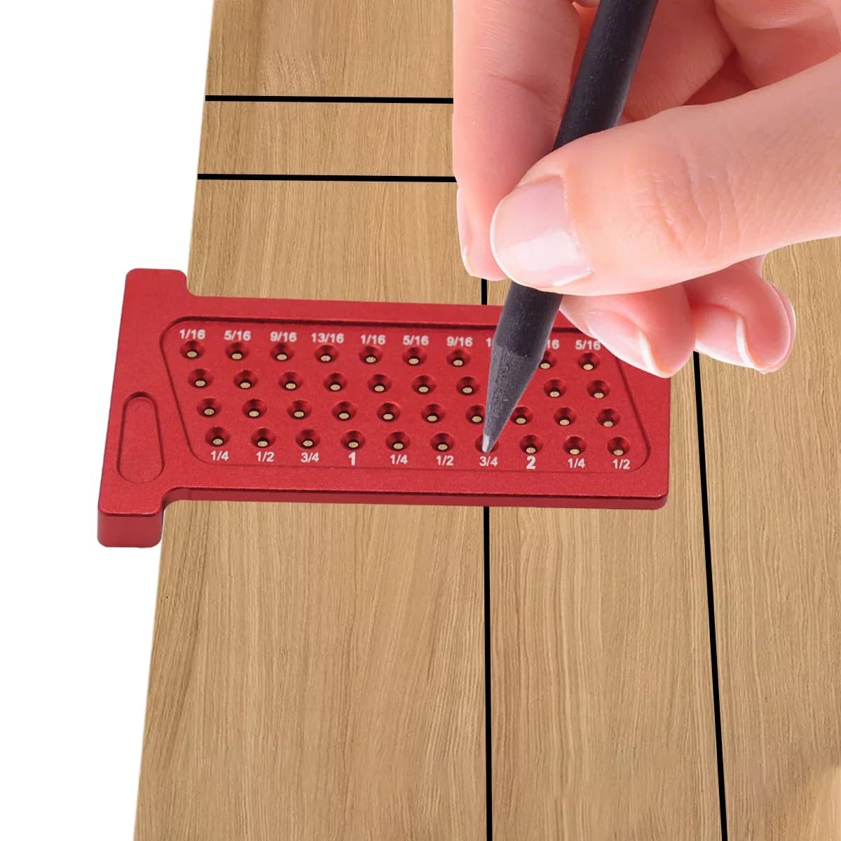 Pembaris T-Square Lubang & Penanda Poket Kerja Kayu