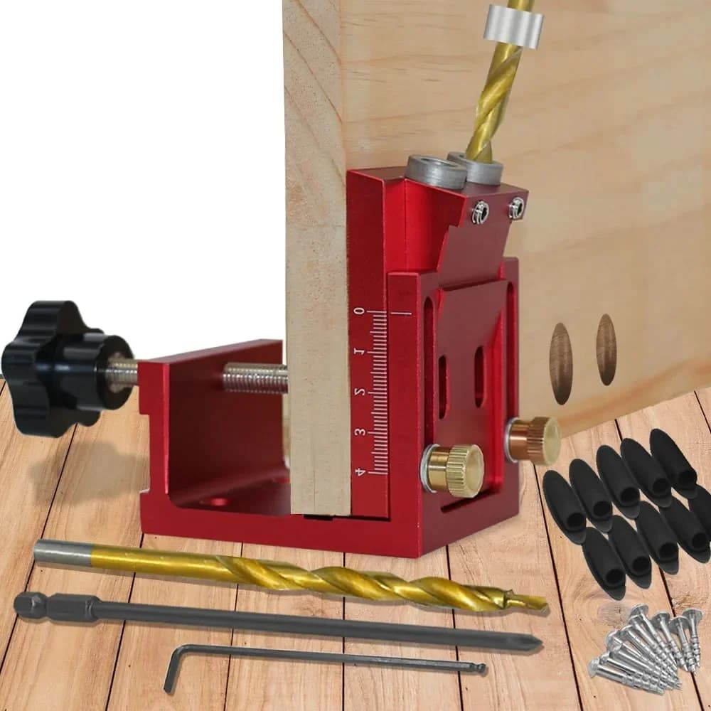 Kit Jig Lubang Saku Boleh Laras dengan Panduan Gerudi 9mm