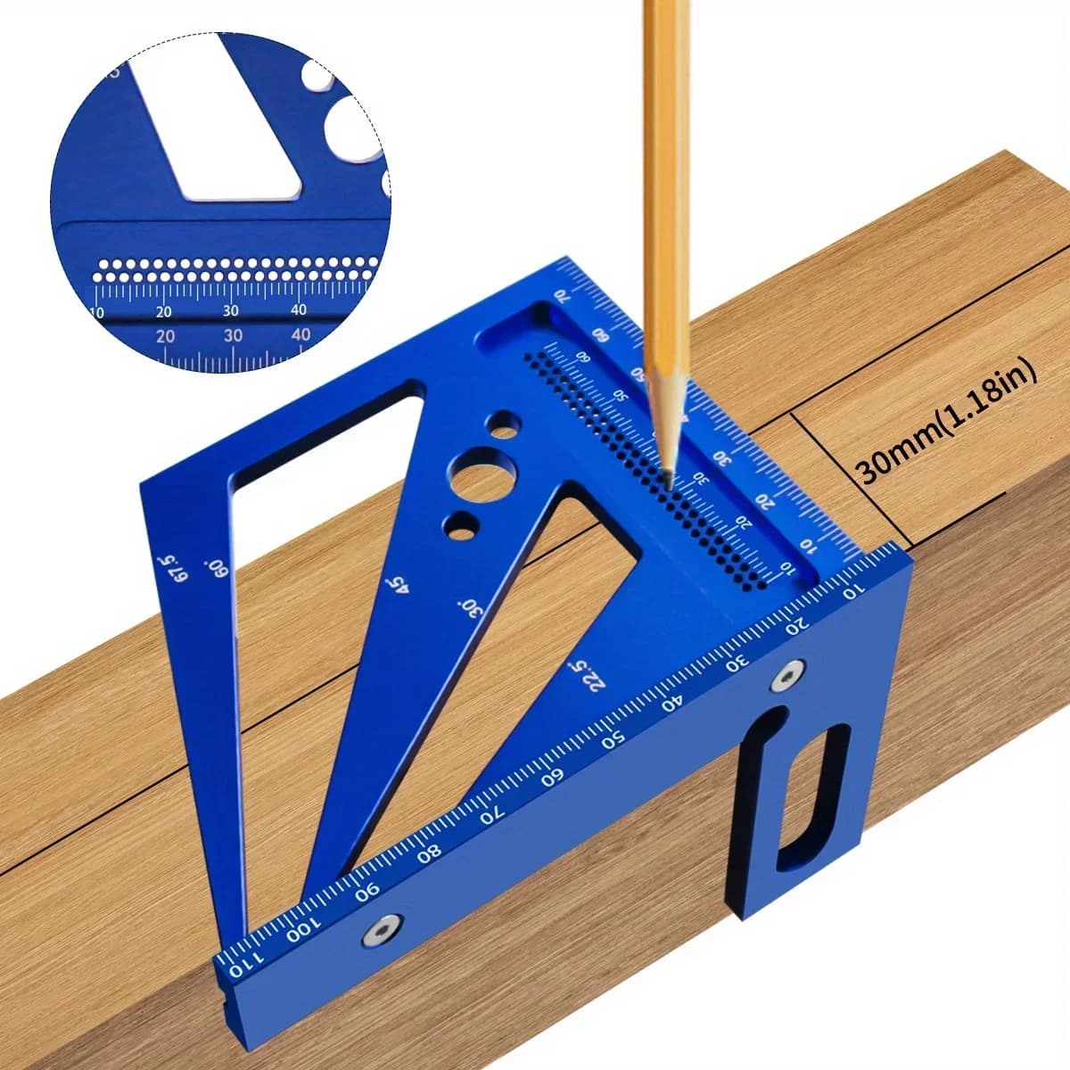 Protractor Pembaris Segi Empat Aluminium Sudut Pelbagai