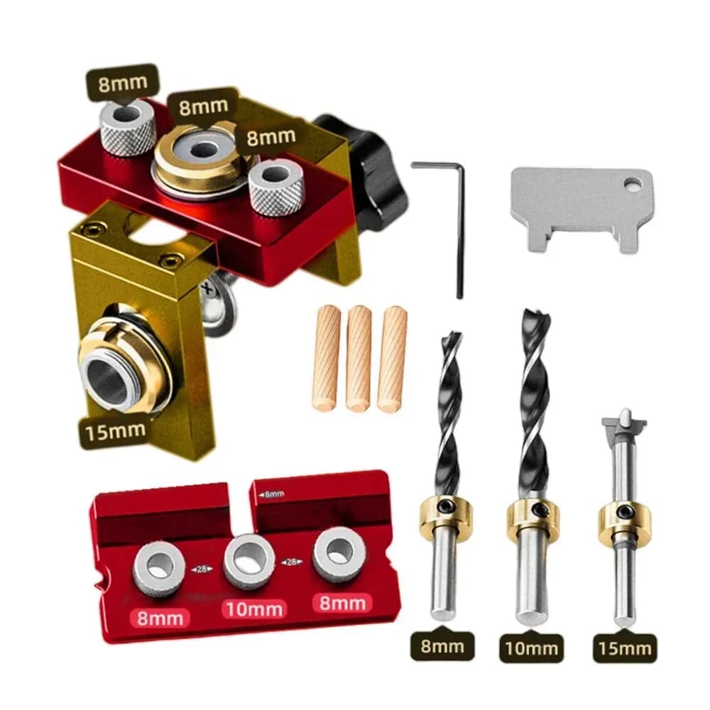 Kit Jig Doweling Boleh Laras 3-dalam-1 untuk Sendi Kerja Kayu