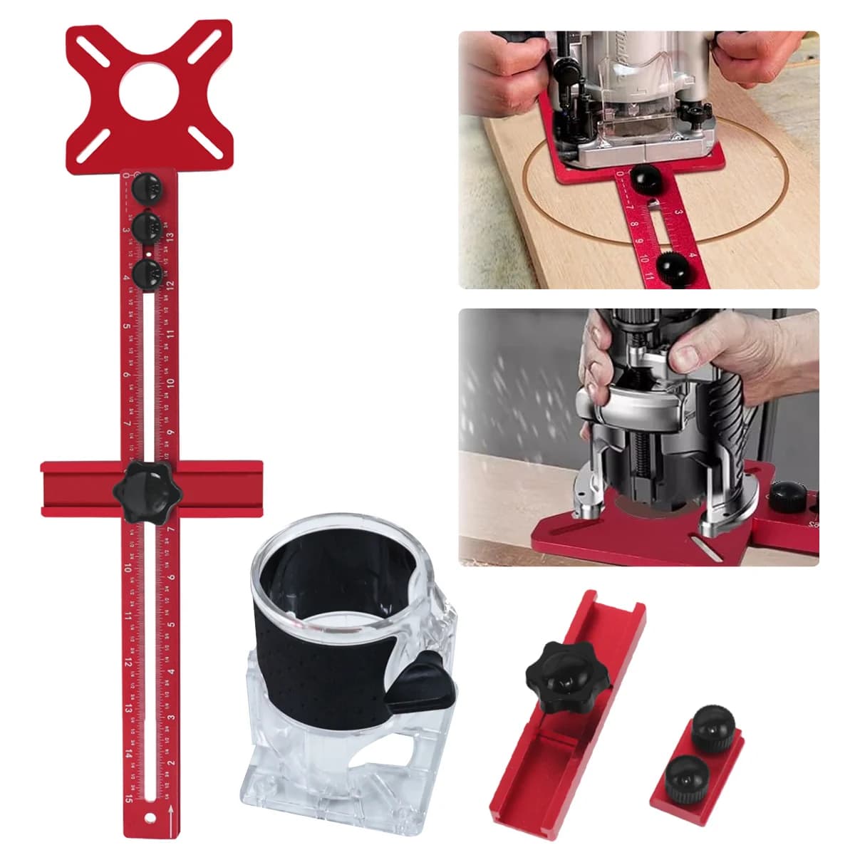 Jig Pemotong Bulat & Alur Router Aluminium