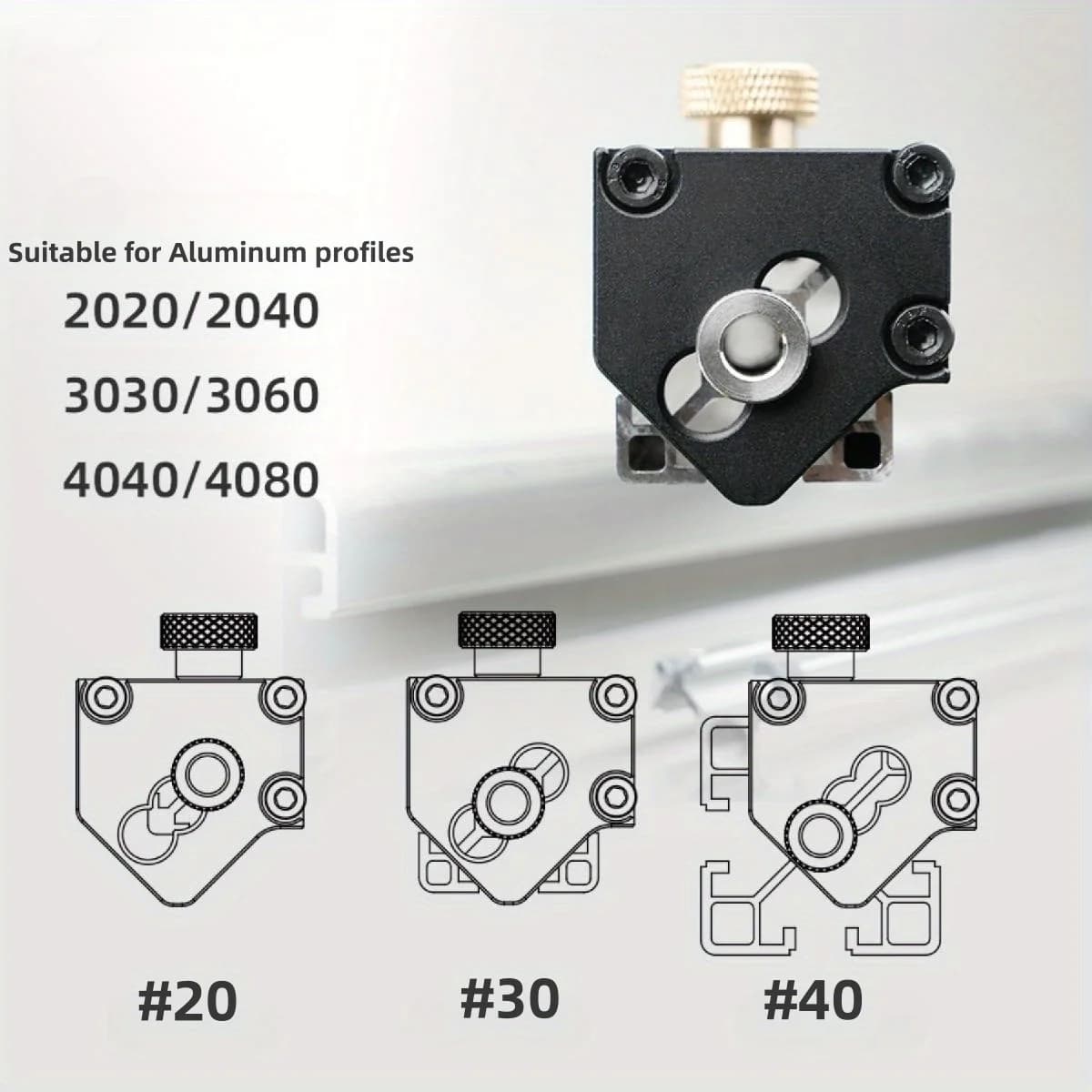 Jig Ukir Ulir Manual untuk Profil Aluminium 20/30/40