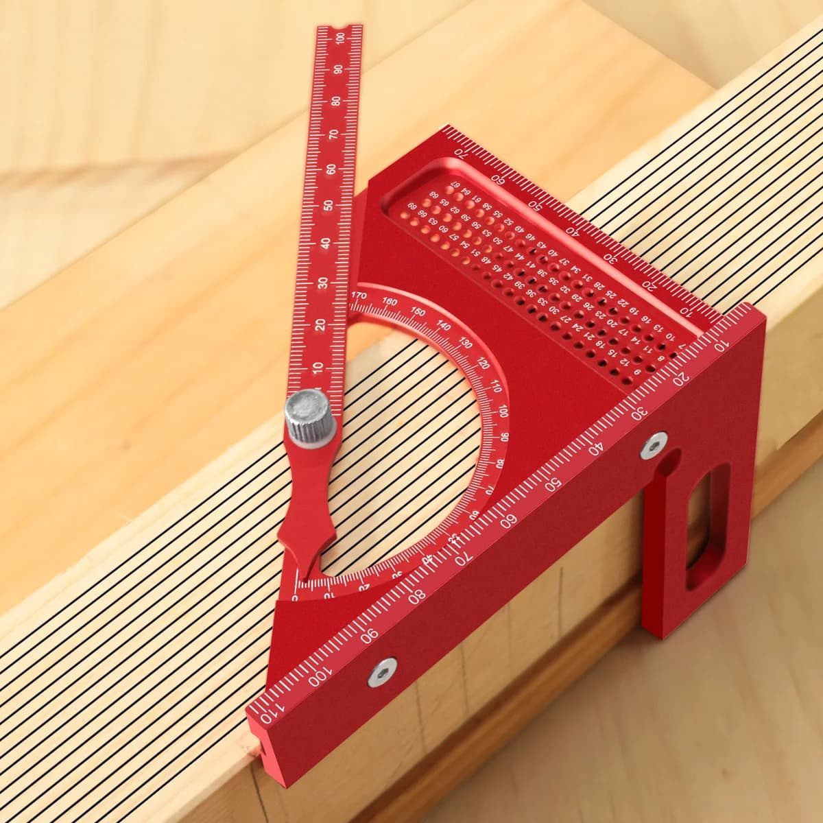 Penyiku Kayu Aluminium Boleh Laras 3D dengan Protractor