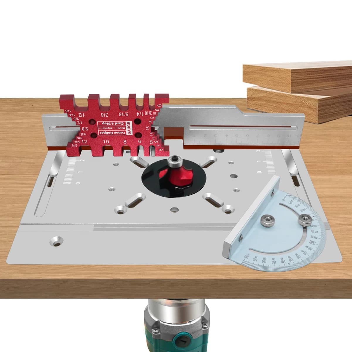 Plat Sisipan Meja Router Aluminium dengan Pagar Tenoning