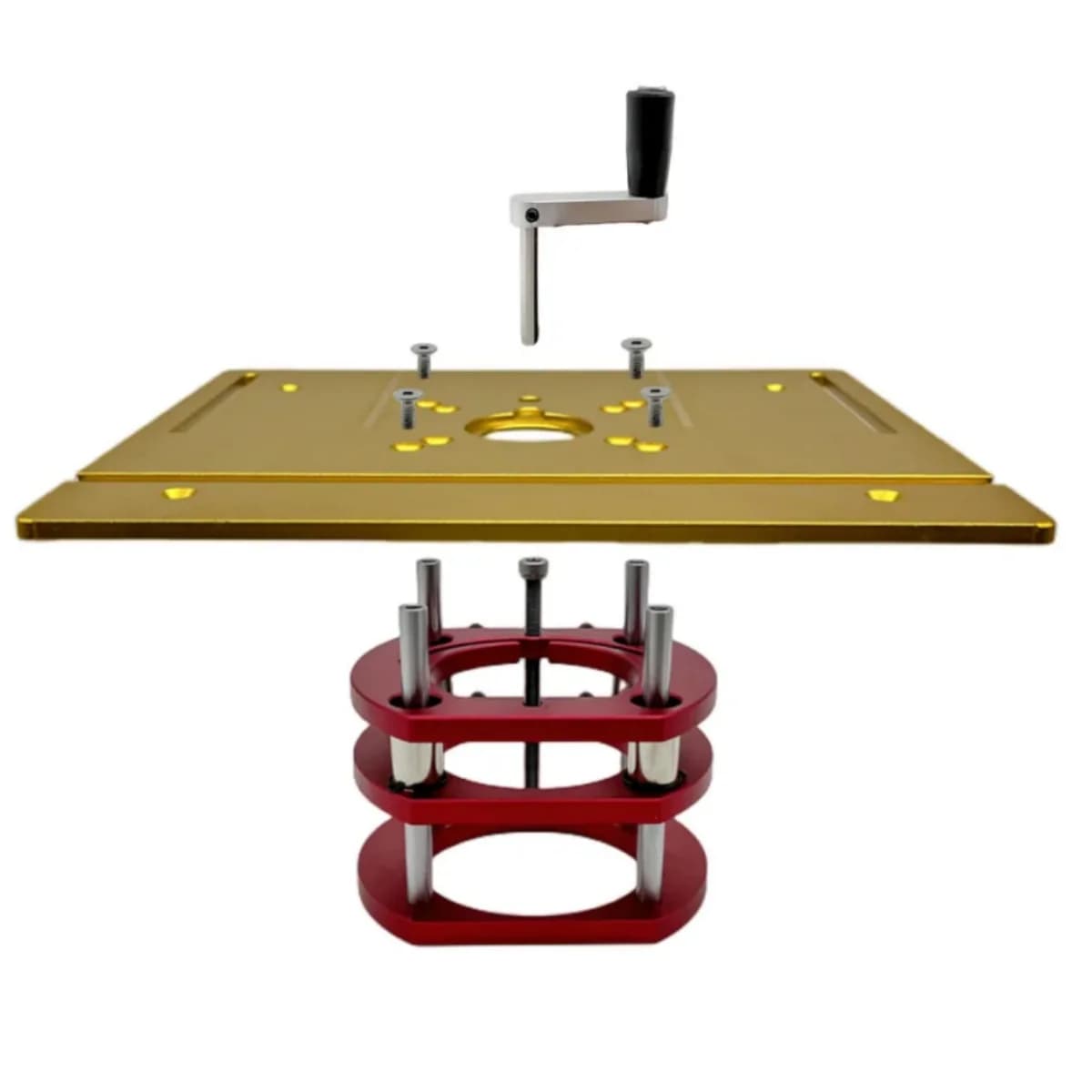 Kit Angkat Plat Sisipan Meja Router Aluminium, 65mm