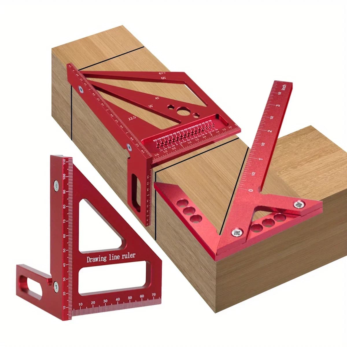 Kit Protractor & Penyiku Tukang Kayu Aluminium 2-Keping